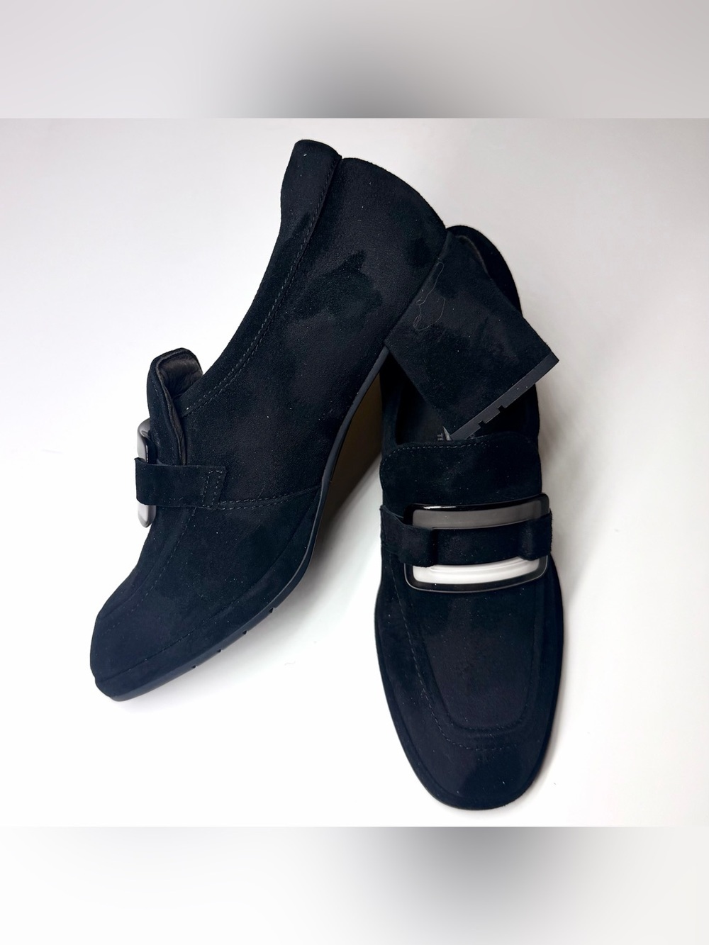 Softwaves Women’s Lina Heeled Suede Loafers Shoes Black Size - 37.5 - Picture 5 of 9